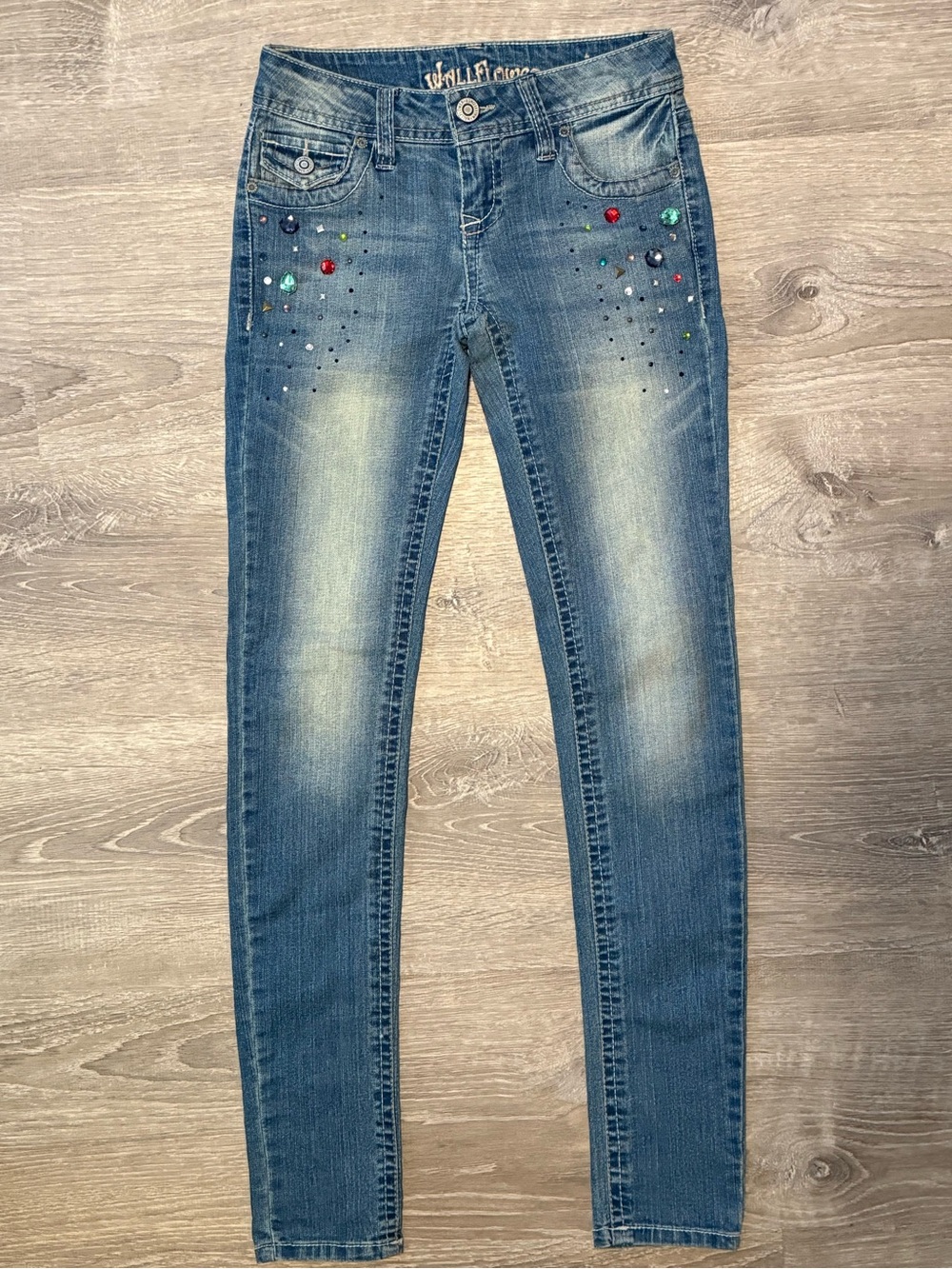 Wallflower Embellished Rhinestone Jewel Bling Jeans Denim Pants